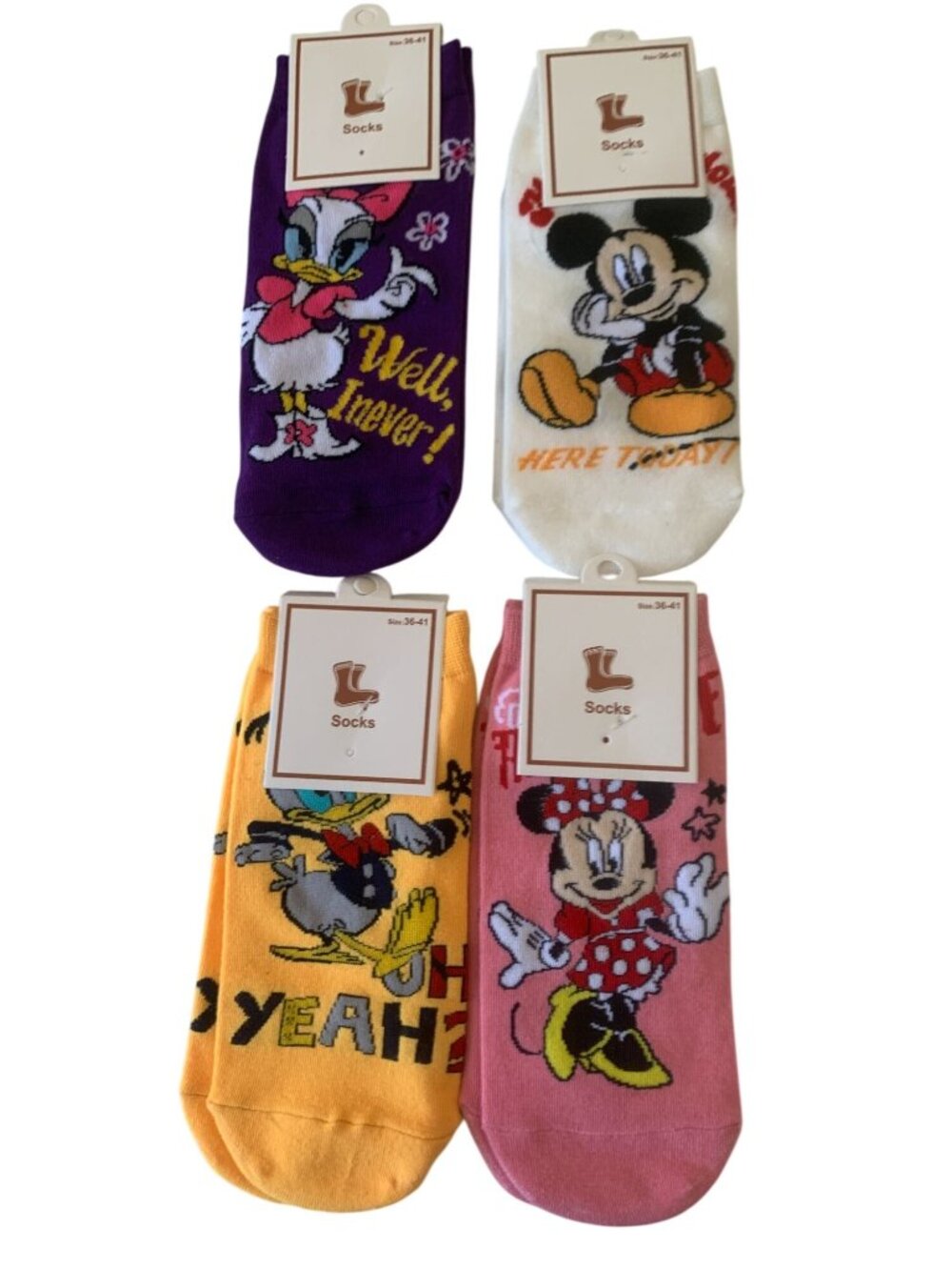 Disney Socks Pack Size 36-41 Featuring Mickey Minnie Daisy & Donald Colorful Pri